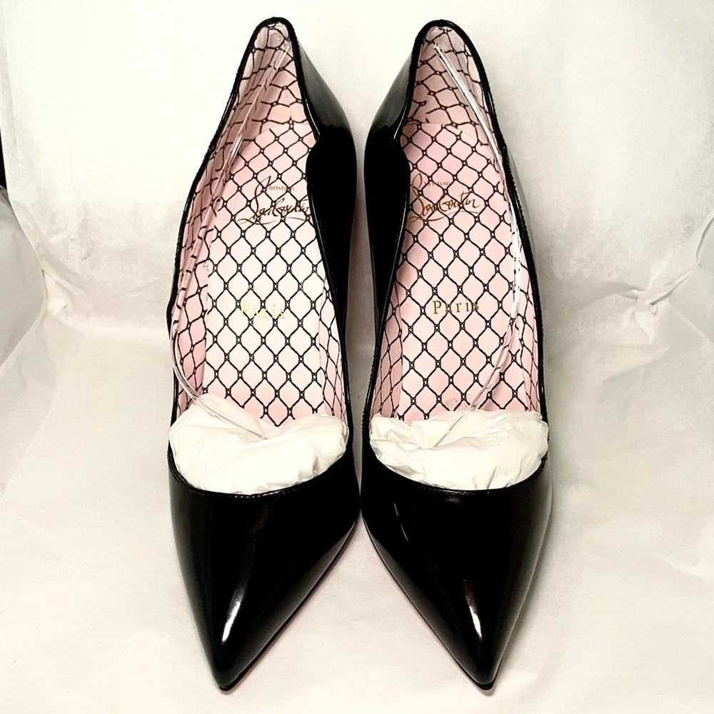 Christian Louboutin HotChick 100mm. Black patent Lin Resille edition. EU38